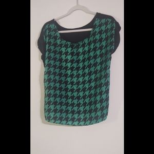 Green & Black plaid pattern blouse